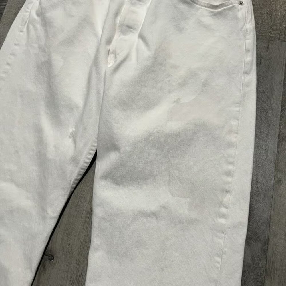 VTG Levis 501 Button Fly Jeans 90s White Straight Leg Hipster Denim Jeans 36 - Picture 4 of 4